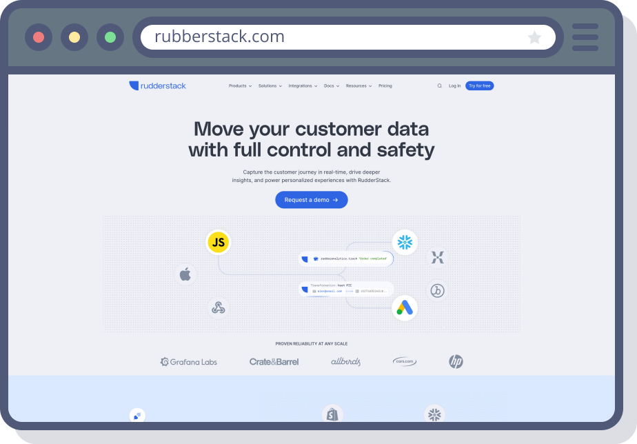 Rubberstack competitor website A/B test preview