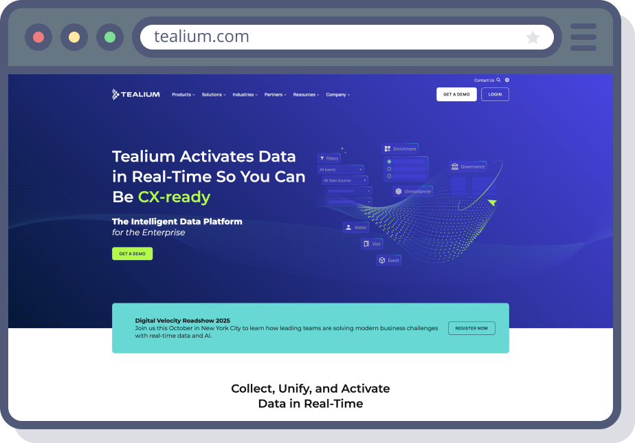 Tealium competitor website A/B test preview